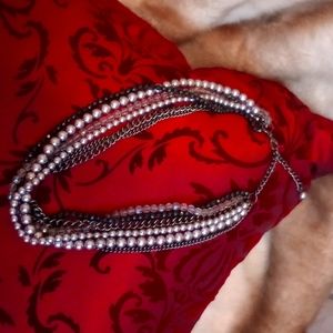 *3 for $12!* Multi-strand mock pearl, crystal, chain necklace